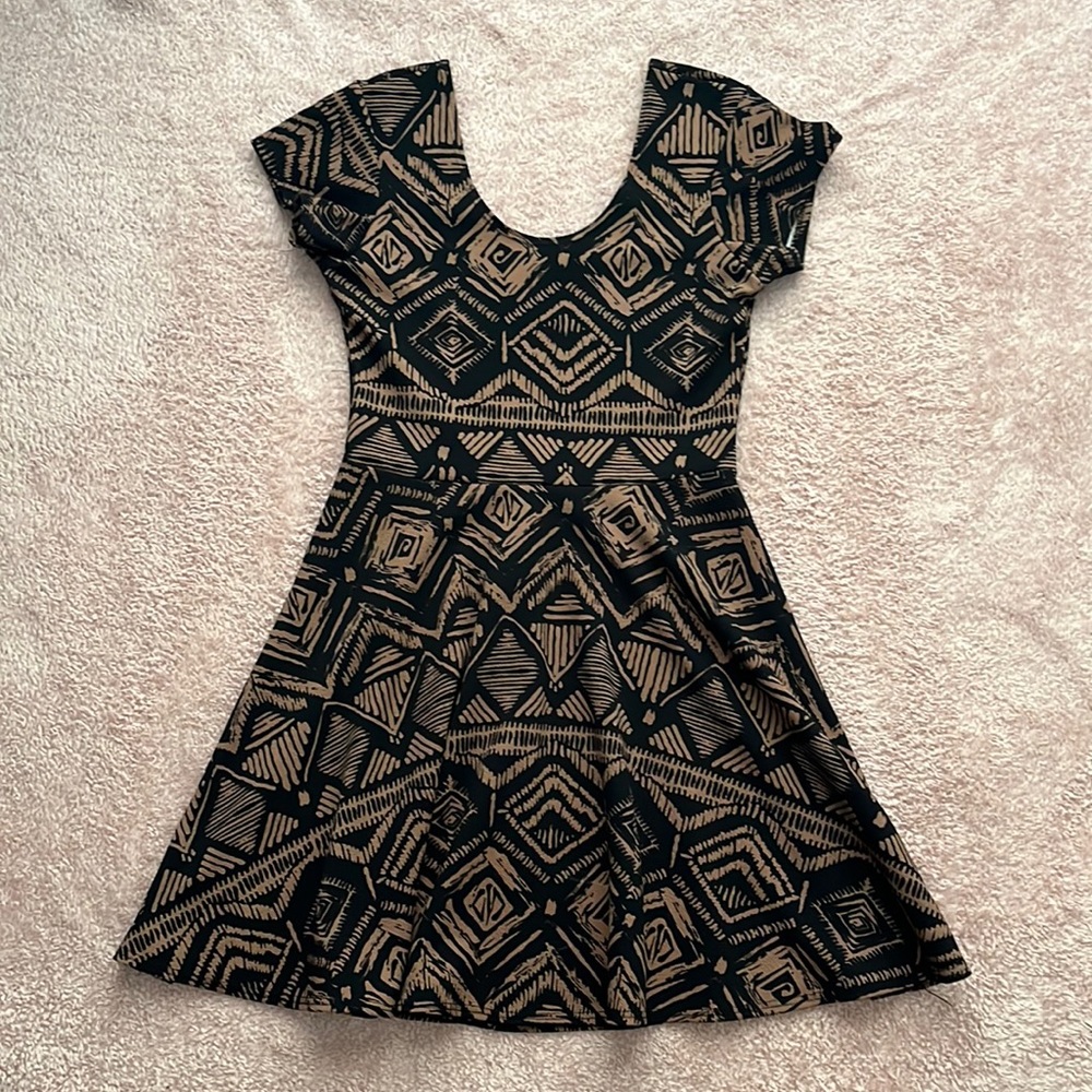 Black and Gold Skater Dress